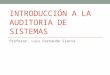 INTRODUCCIÓN A LA AUDITORIA DE SISTEMAS Profesor: Luis Fernando Sierra