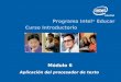 Programa Intel ® Educar Curso Introductorio Módulo 6 Aplicación del procesador de texto
