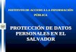INSTITUTO DE ACCESO A LA INFORMACIÓN PÚBLICA PROTECCIÓN DE DATOS PERSONALES EN EL SALVADOR