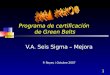 1 Programa de certificación de Green Belts V.A. Seis Sigma – Mejora P. Reyes / Octubre 2007