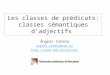 Les classes de prédicats: classes sémantiques d’adjectifs Àngels Catena angels.catena@uab.es