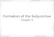 Formation of the Subjunctive Chapter 3. Indicative Tense v. Subjunctive Mood What does the Indicative depend on? Factual information Certainty Objectivity