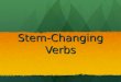 Stem-Changing Verbs. Review: The Parts of a Verb Every verb has two parts: 1. 1.the stem 2. 2.the ending Ex: hablar infinitive -ar ….. ending habl …