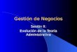 Gestión de Negocios Sesión II: Evolución de la Teoria Administrativa