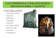 LAS PRIMERAS CIVILIZACIONES: MESOPOTAMIA Y EGIPTO VOCABULARIO: Creciente Fértil Zigurat Mastaba Hipogeo Escriba Ciudad-estado Hammurabi Bóveda Politeísmo