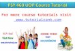 PSY 460 UOP Course Tutorial / Tutorialrank