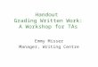 Handout  Grading Written Work: A Workshop for TAs