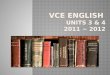 VCE ENGLISH UNITS 3 & 4 2011 ~ 2012