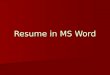 Resume in MS Word
