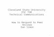 Cleveland State University ESC 720 Technical Communications