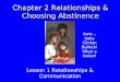 Chapter 2 Relationships & Choosing Abstinence