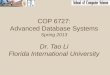 COP 6727: Advanced Database Systems Spring 2013 Dr. Tao Li Florida International University