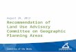 Recommendation of  Land Use Advisory Committee on Geographic Planning Areas