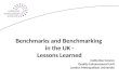 Benchmarks and Benchmarking  in the UK - Lessons Learned Catherine Connor Quality Enhancement Unit