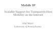 Mobile IP Scalable Support for Transparent Host Mobility on the Internet