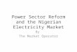 Power Sector Reform and the Nigerian Electricity Market