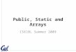 Public, Static and Arrays