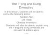 The T’ang and Sung Dynasties