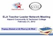 ELA Teacher Leader Network Meeting  Hazard Community & Technical College  February 21, 2012