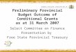 Preliminary Provincial Budget Outcome of Conditional Grants as at 31 March 2007