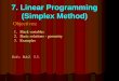 7. Linear Programming (Simplex Method)