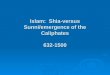 Islam:  Shia-versus Sunni/emergence of the Caliphates 632-1500