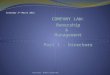 COMPANY LAW: Ownership &  Management Part 1 - Directors
