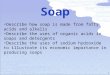Soap Describe how soap is made from fatty acids and alkalis