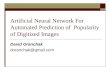 Artificial Neural Network For Automated Prediction of  Popularity of Digitized Images