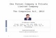 One Person Company & Private Limited Company  under The Companies Act, 2013