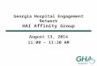 Georgia Hospital Engagement Network HAI Affinity Group