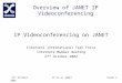 IP Videoconferencing on JANET Internet2 International Task Force Internet2 Member meeting