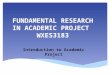 FUNDAMENTAL RESEARCH IN ACADEMIC PROJECT  WXES3183