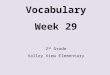 Vocabulary Week 29 2 nd  Grade Valley View Elementary