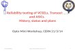 Reliability testing of VCSELs, Transceivers and ASICs.  History, status and plans