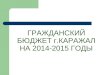 ГРАЖДАНСКИЙ БЮДЖЕТ г.КАРАЖАЛ НА 2014-2015 ГОДЫ