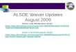 ALSDE Waiver Updates August 2009