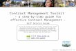 Contract Management Toolkit  – a step-by-step guide for effective Contract Management –
