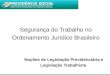 Segurança do Trabalho no Ordenamento Jurídico Brasileiro