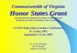 Commonwealth of Virginia Honor States Grant sponsored by the National Governors Association and