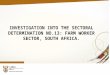 INVESTIGATION INTO THE SECTORAL DETERMINATION NO.13: FARM WORKER SECTOR, SOUTH AFRICA