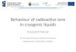 Behaviour  of radioactive  ions in  cryogenic  liquids