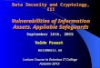 Data Security  and  Cryptology , III Vulnerabilities of Information Assets .  Appliable Safeguards
