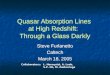 Quasar Absorption Lines  at High Redshift:   Through a Glass Darkly