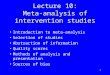 Lecture 10: Meta-analysis of intervention studies