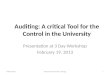 Auditing: A critical Tool for the Control in the University