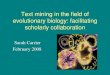 Text mining in the field of evolutionary biology: facilitating scholarly collaboration