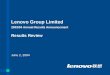 Lenovo Group Limited 2003/04 Annual Results Announcement Results Review