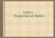 Unit 2:   Properties of Matter