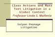 Class Actions and Mass Tort Litigation in a Global Context P rofessor Linda S. Mullenix